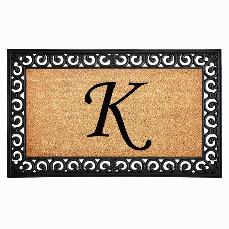 Monogram Door Mat, Black, Natural, 18 in W x 30 in L